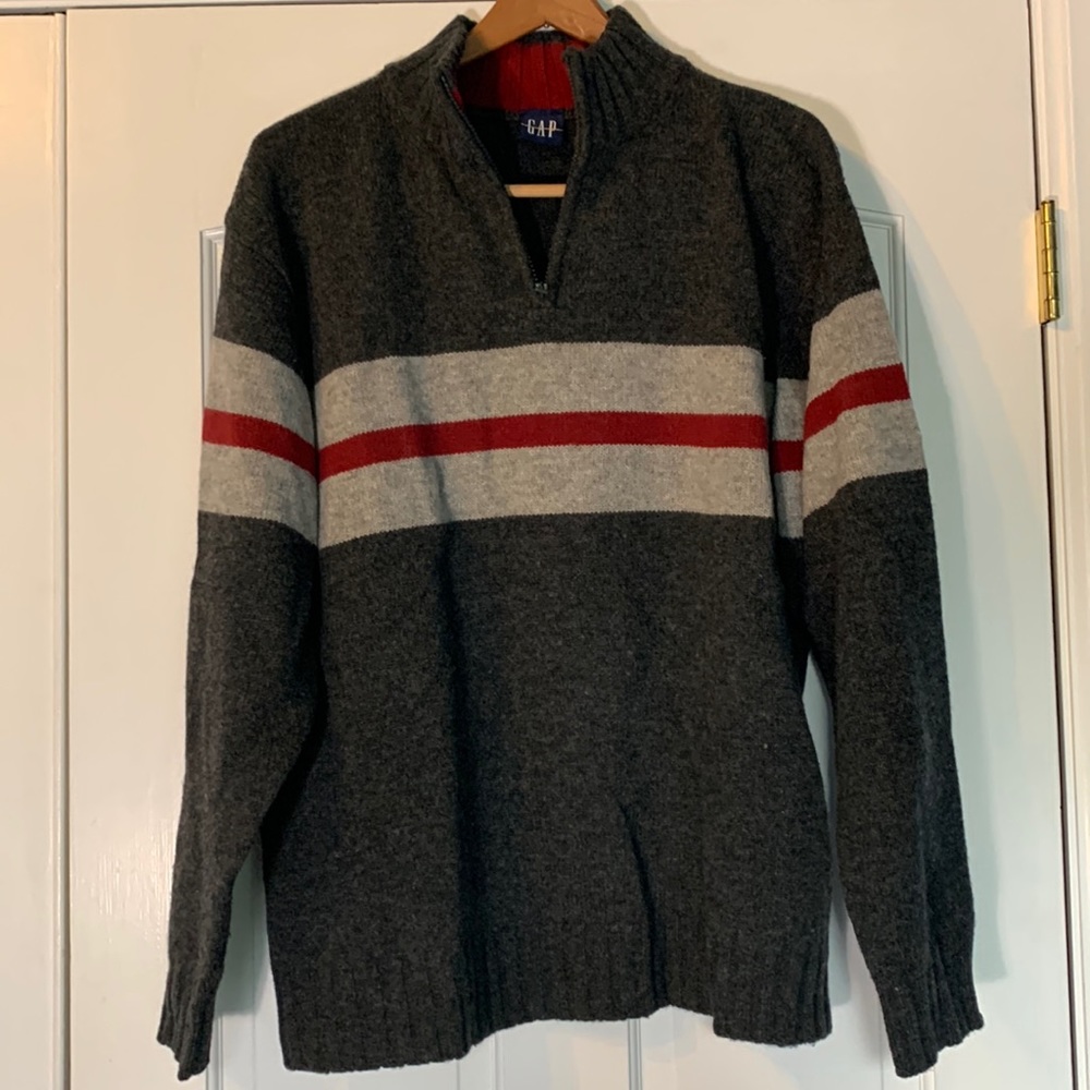 Gap wool 1/4 zip sweater Gray/Red Size L